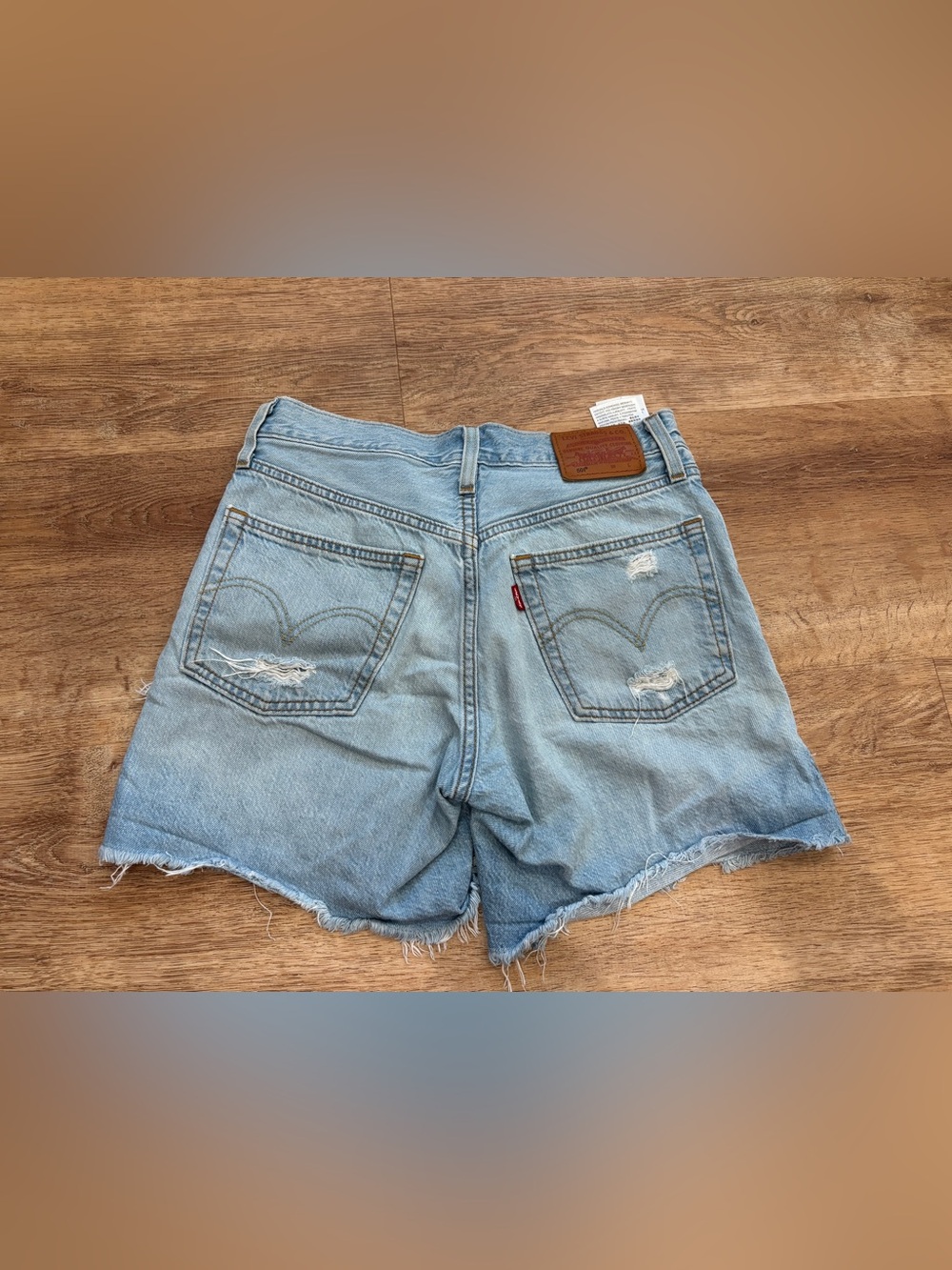 Levi's Light Blue Distressed High-Rise Denim Cutoff Shorts
